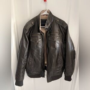 Tommy hilfiger wool leather bomber jacket size large